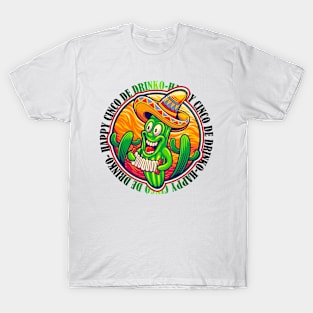 Happy Cinco de Drinko Cinco de Mayo Mexican Fiesta Mexican Cactus wearing sombrero Mexican Hat T-Shirt